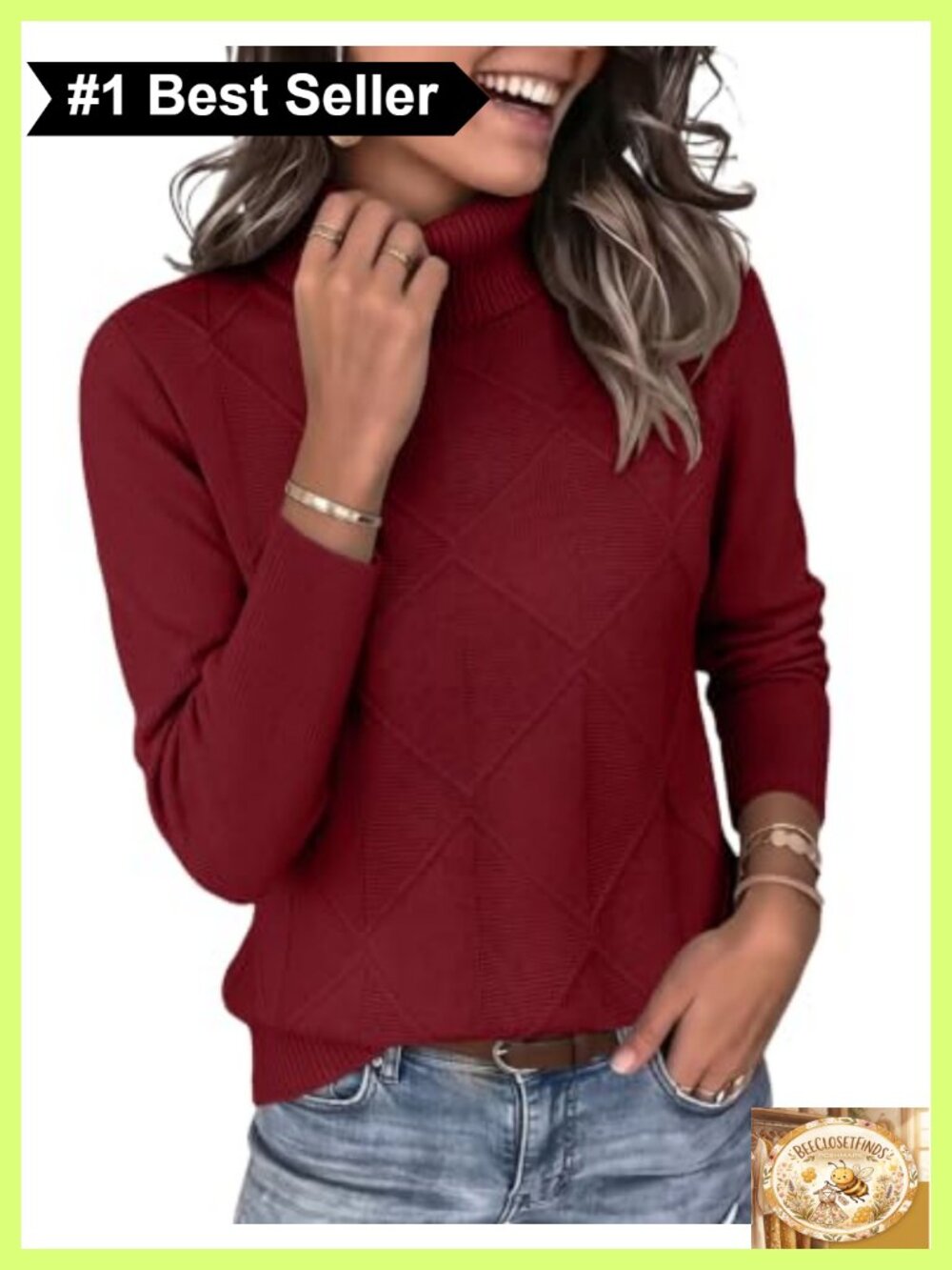 Turtleneck Sweater Chunky Knit Long Sleeve Pullover Women's Fall Winter